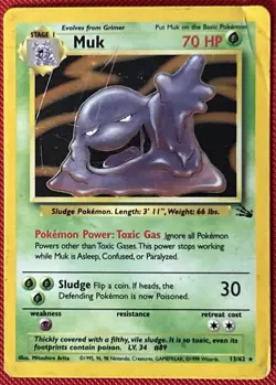 Pokemon 1999 Muk Holo - 13/62 Fossil Set WOTC - Damaged - Image 1