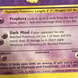 Damaged WOTC Pokemon TCG Fossil 1999 1st Ed Hypno 23/62 Rare - Image 2