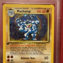 1999 POKEMON BASE SET 1ST EDITION-SHADOWLESS #8 MACHAMP-HOLO PSA 8 - Image 3