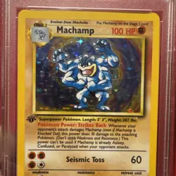 1999 POKEMON BASE SET 1ST EDITION-SHADOWLESS #8 MACHAMP-HOLO PSA 8 - Image 4