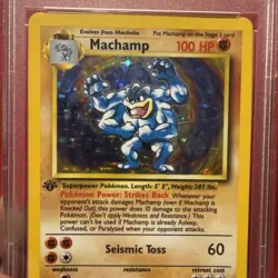 1999 POKEMON BASE SET 1ST EDITION-SHADOWLESS #8 MACHAMP-HOLO PSA 8 - Image 5