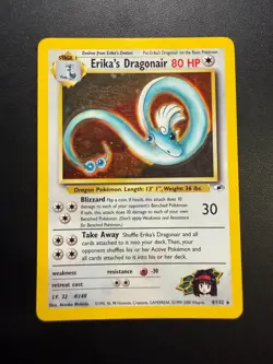Pokemon TCG Erika's Dragonair Gym Heroes 4/132 Holo Unlimited Rare LP/MP - Image 1