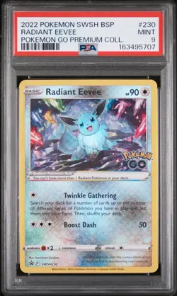 2022 Pokemon Go Radiant Eevee SWSH230 Premium Collection Promo Black Star PSA 9 - Image 1