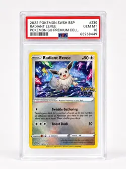 PSA 10 GEM MINT Radiant Eevee SWSH230 Pokemon Go Black Star Promo - Image 1