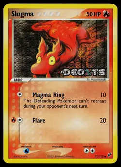 Pokemon Card - Slugma Deoxys 75/107 Reverse Holo Stamped - Image 1
