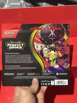 Pokemon TCG: Mega Evolution Perfect Order 3-Pack Triple Blister Chikorita Promo - Image 2