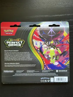 Pokemon TCG: Mega Evolution Perfect Order 3-Pack Triple Blister Chikorita Promo - Image 2