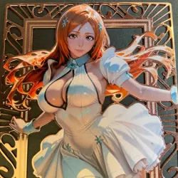 Goddess Story Gold METAL Card - Serial Number #/200! Anime Girl Orihime - Image 2