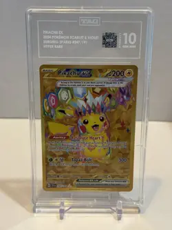 Pikachu EX 247/191 Sv08: Surging Sparks Holo Gold Hyper Rare Card TAG 10 - Image 1
