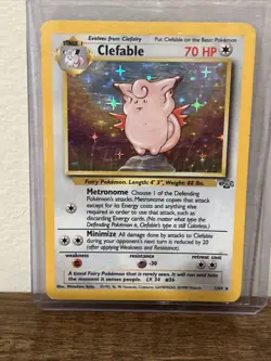 Pokemon TCG Clefable Holo Unlimited Rare Card Jungle Base Set 1/64 - Image 1