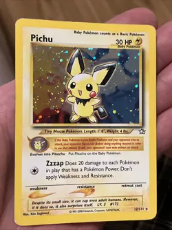 Pokemon Pichu TCG Neo Genesis Holo Rare Card 12/111 Unlimited Edition LP - Image 1