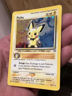 Pokemon Pichu TCG Neo Genesis Holo Rare Card 12/111 Unlimited Edition LP - Image 3