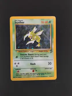 LP Pokemon TCG Scyther Base Set 2 Holo Unlimited Rare Card 17/130 ( NOT JUNGLE ) - Image 2