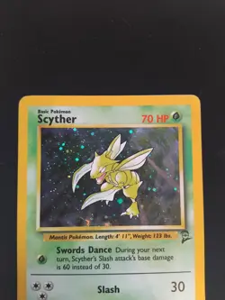 LP Pokemon TCG Scyther Base Set 2 Holo Unlimited Rare Card 17/130 ( NOT JUNGLE ) - Image 3