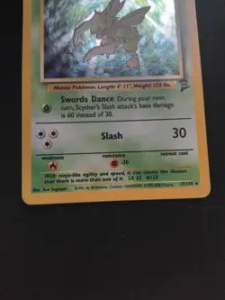 LP Pokemon TCG Scyther Base Set 2 Holo Unlimited Rare Card 17/130 ( NOT JUNGLE ) - Image 4
