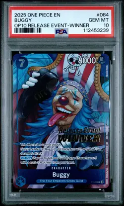 2025 ONE PIECE PROMOS ROYAL BLOOD RELEASE EVENT-WINNER #084 BUGGY PSA 10 - Image 1