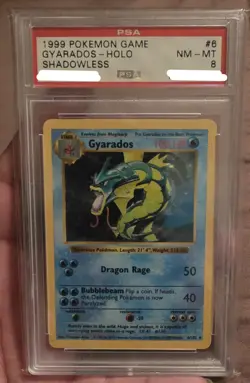 Gyarados PSA 8 1999 Base Set Shadowless Holo Rare 6/102 "Read Description" - Image 1