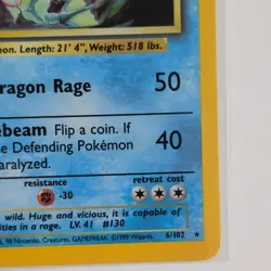 Pokemon TCG Base Set Gyarados 6/102 Holo Rare Unlimited 100 HP EN 1999 Card - Image 4