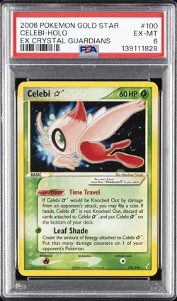 2006 POKEMON EX CRYSTAL GUARDIANS GOLD STAR #100 CELEBI-HOLO PSA 6 - Image 1