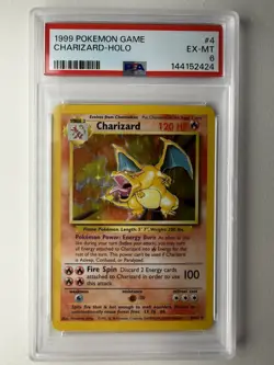 Charizard Holo Rare #ALMOST PERFECT FRONT# Pokemon Base Set 4/102 Harsh PSA 6 - Image 1