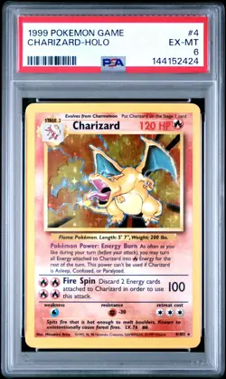 Charizard Holo Rare #ALMOST PERFECT FRONT# Pokemon Base Set 4/102 Harsh PSA 6 - Image 3
