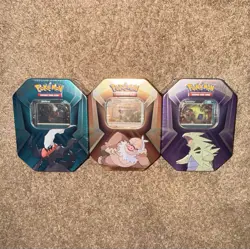 Pokemon TCG Tin Lot of 3 - Triple Whammy Tins - Darkrai Slaking Tyranitar - Image 1