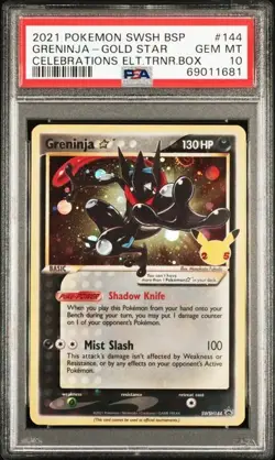 2021 GRENINJA Pokemon Card Celebrations ETB Promo Gold Star SWSH144 PSA 10 - Image 1