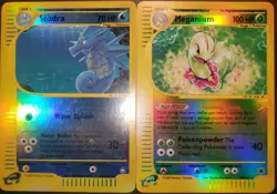 Pokemon E Reader Lot 2 Cards Reverse Holo Vintage Seadra Aquapolis + Meganium MP - Image 1