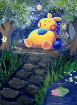 Makuhita - Custom Hand-Painted, Altered Pokemon Trading Card Art (Original 1/1) - Image 3