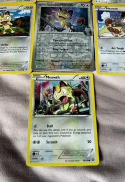 Pokemon TCG Meowth 7 Unique Card Bundle For Collectors English With 1 Holo - Image 4