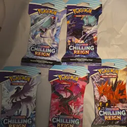 Pokemon TCG Sword & Shield Chilling Reign Booster Packs x5 10 Cards Each English - Image 1