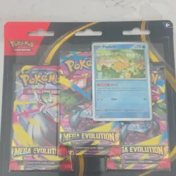 Pokemon TCG Mega Evolution 3-Pack Booster Blister 10 Cards/Pack Psyduck Promo - Image 1