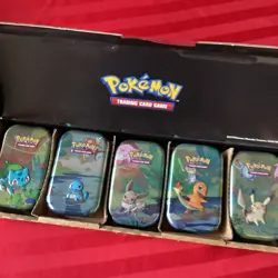 New Sealed Pokemon TCG: Kanto Friends Mini Tin 5-Pack Bundle (Sealed Box) - Image 1