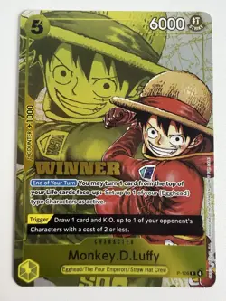 One Piece TCG Monkey D Luffy P-106 Winner Pack Vol 2 Promo Card - English NM - Image 1