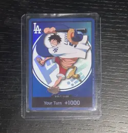 Bandai One Piece Card Game Don!! Monkey D. Luffy LA Dodgers Promo Foil English - Image 1