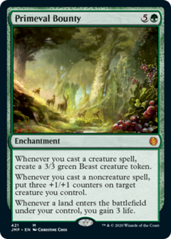 Primeval Bounty Jumpstart HEAVILY PLD Green Mythic Rare MAGIC MTG CARD ABUGames - Image 1