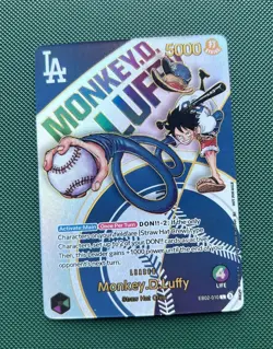 ONE PIECE LA Dodgers Monkey D Luffy EB02-010 Promo Card PROXY - Image 1