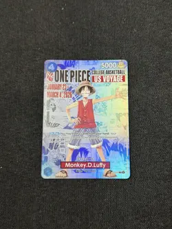 Bandai One Piece Monkey D. Luffy College Basketball US Voyage Promo Card - Image 1