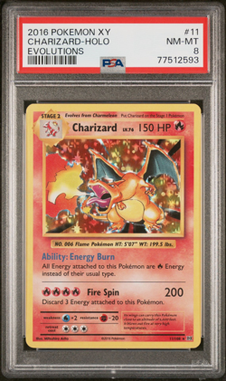 CHARIZARD HOLO #11/108 PSA 8 NEAR MINT/MINT 2016 POKEMON TCG XY EVOLUTIONS - Image 1
