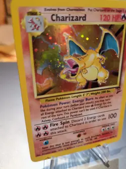 Charizard 004/130 Base Set 2 Holo SWIRL Rare Pokemon Card - Image 2