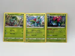 Venusaur 003/078 Holo Rare & Ivysaur Bulbasaur Pokemon GO Evolution Card Set - Image 1