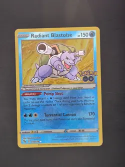 Pokemon TCG Radiant Blastoise Holo Card Pokemon Go 018/078 - Image 1