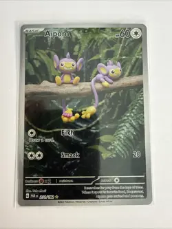 Pokemon Aipom TCG Holo Card Paradox Rift Illustration, Rare Shiny Art, 211/182 - Image 1