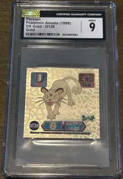 Persian CGC 9 Mint Amada 1999 Super DX Gold Sticker D138 Pokemon TCG Pop 2 JP - Image 1