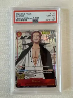 2022 ONE PIECE OP01-ROMANCE DAWN MANGA ALTERNATE ART #120 SHANKS PSA 10 - Image 1