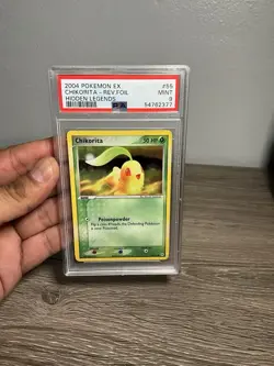 PSA 9 MINT Chikorita 2004 EX Hidden Legends 55/101 Reverse Holo Pokemon Card - Image 1
