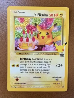 Pokemon TCG Birthday Pikachu Holo 24/53 - Celebrations Classic Collection, NM - Image 1