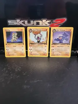 Machop 1st Edition 59/82 Dark Machoke 40/82 Dark Machamp 27/82 Pokemon Cards - Image 1