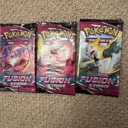 Pokemon TCG Sword & Shield Fusion Strike Booster Pack Sealed x3 - Image 1