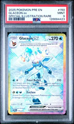 PSA 9 Glaceon Ex #150 2025 Pokemon Pre En-Prismatic Evolutions 126684423 - Image 1